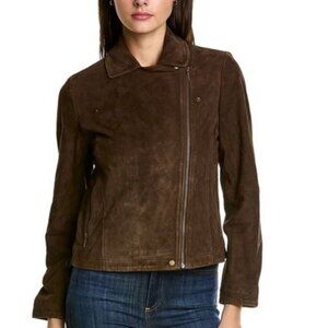 SALE J. McLaughlin Women's Lavina Brown Suede Asymmetric Zip Biker Jacket XS